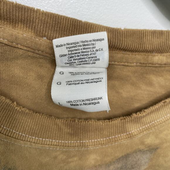 Thrashed Y2K Wolf T Shirt Streetwear Mens L Faded Acid Wash Indian Brown Holes - Picture 2 of 11